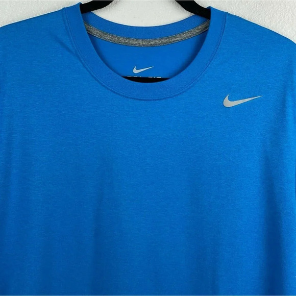 Nike T-Shirt Men's Sz L Dri-Fit Crew Neck Short Sleeve Athletic Training Blue - Picture 4 of 10